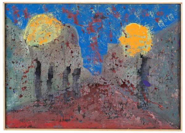 ANGELO RINALDI - Mixed media "TWO STARS"