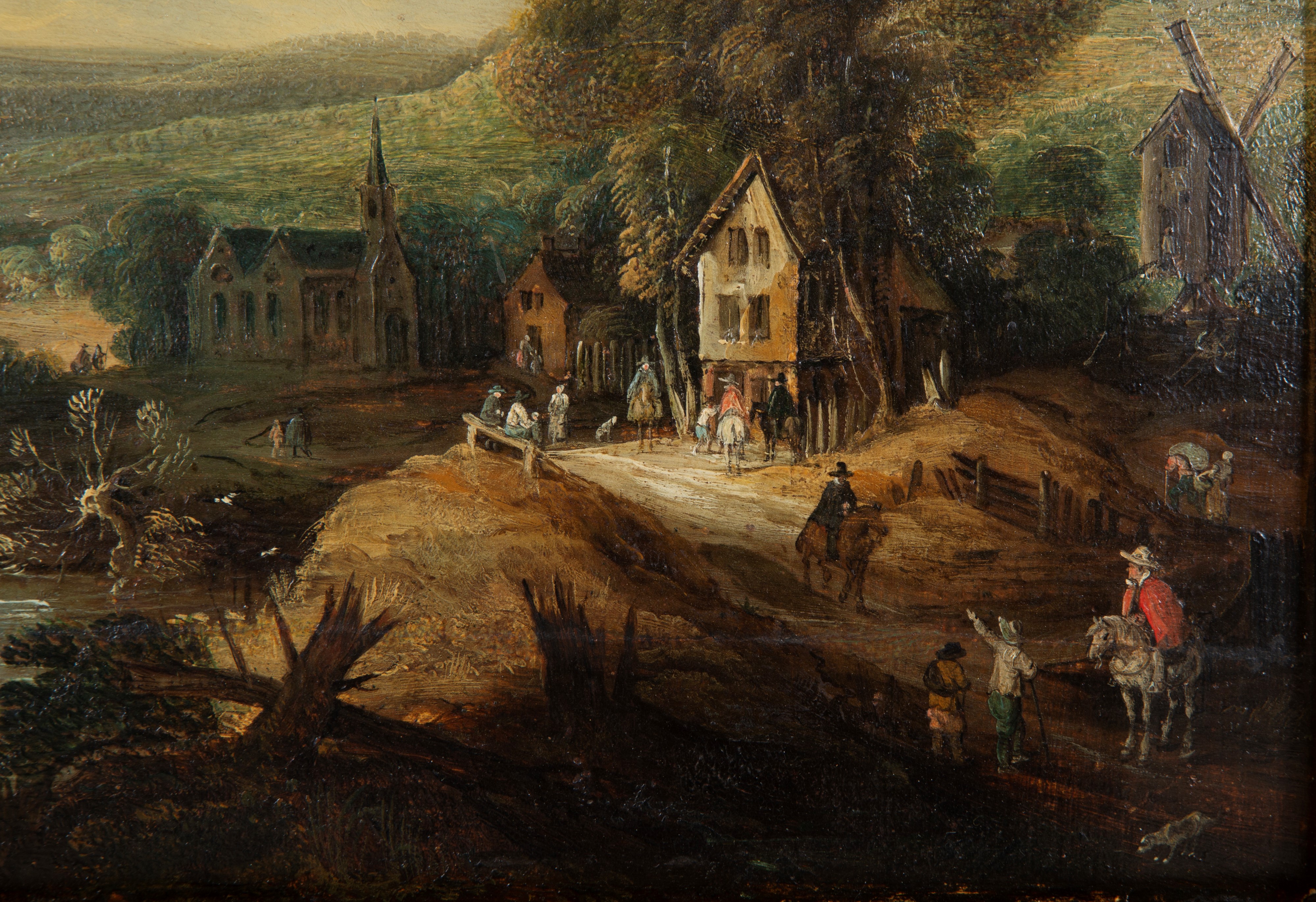 Dipinto "paesaggio Fluviale con Scene di Vita"