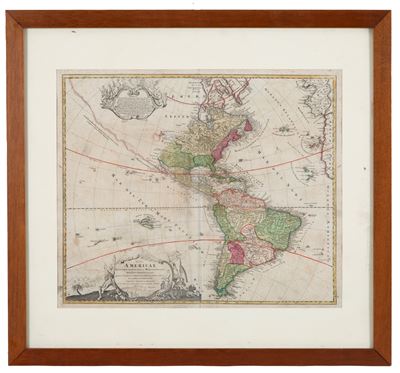 Carta geografica dell'America - Acquerello su supporto cartaceo