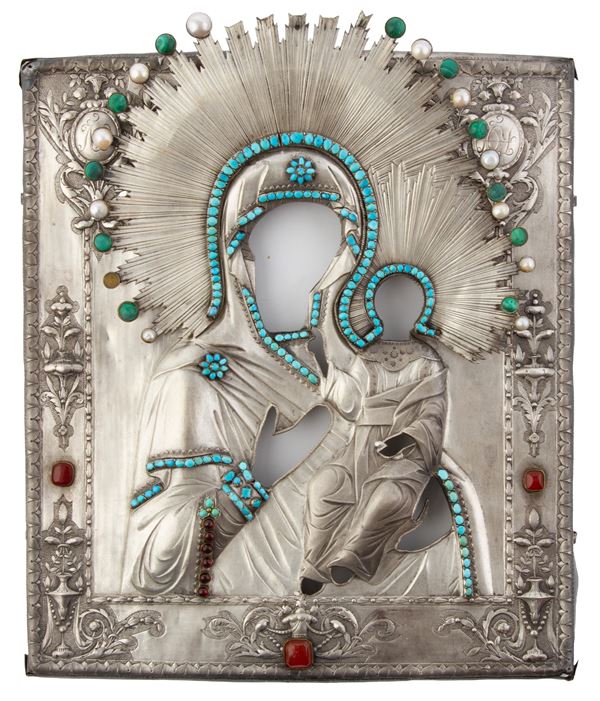 Riza in argento con pietre dure