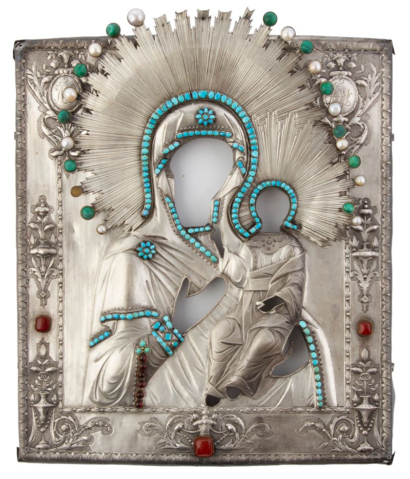 Riza in argento con pietre dure