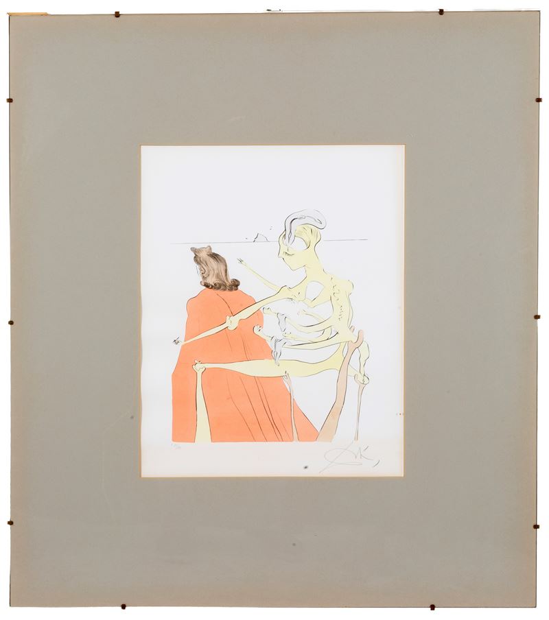 Salvador Dali' - Salvador Dalí, Il dorso divino di Gala, litografia