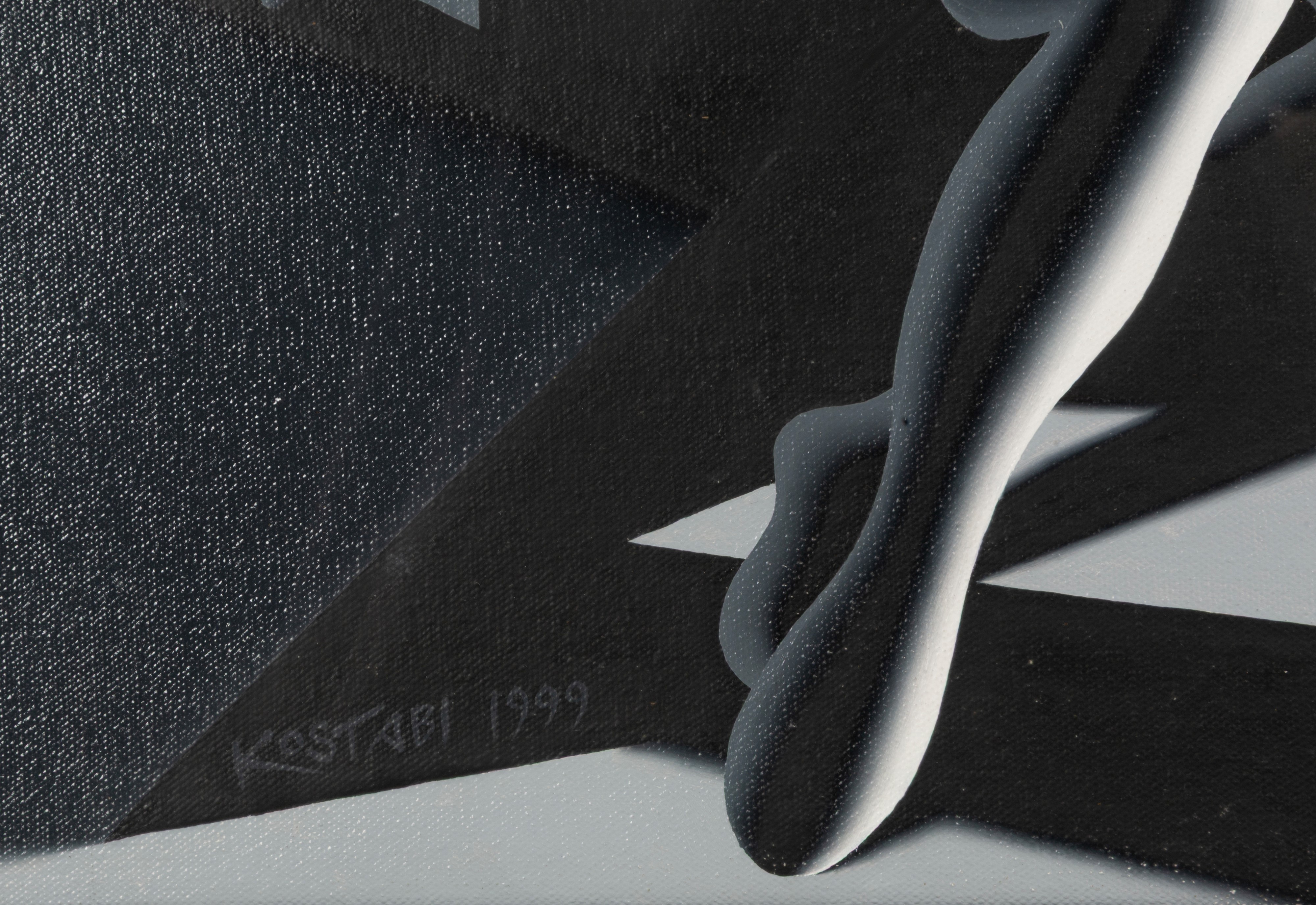 Mark Kostabi - THE LANGOUR OF LOVE MIDNIGHT, acrilico su tela