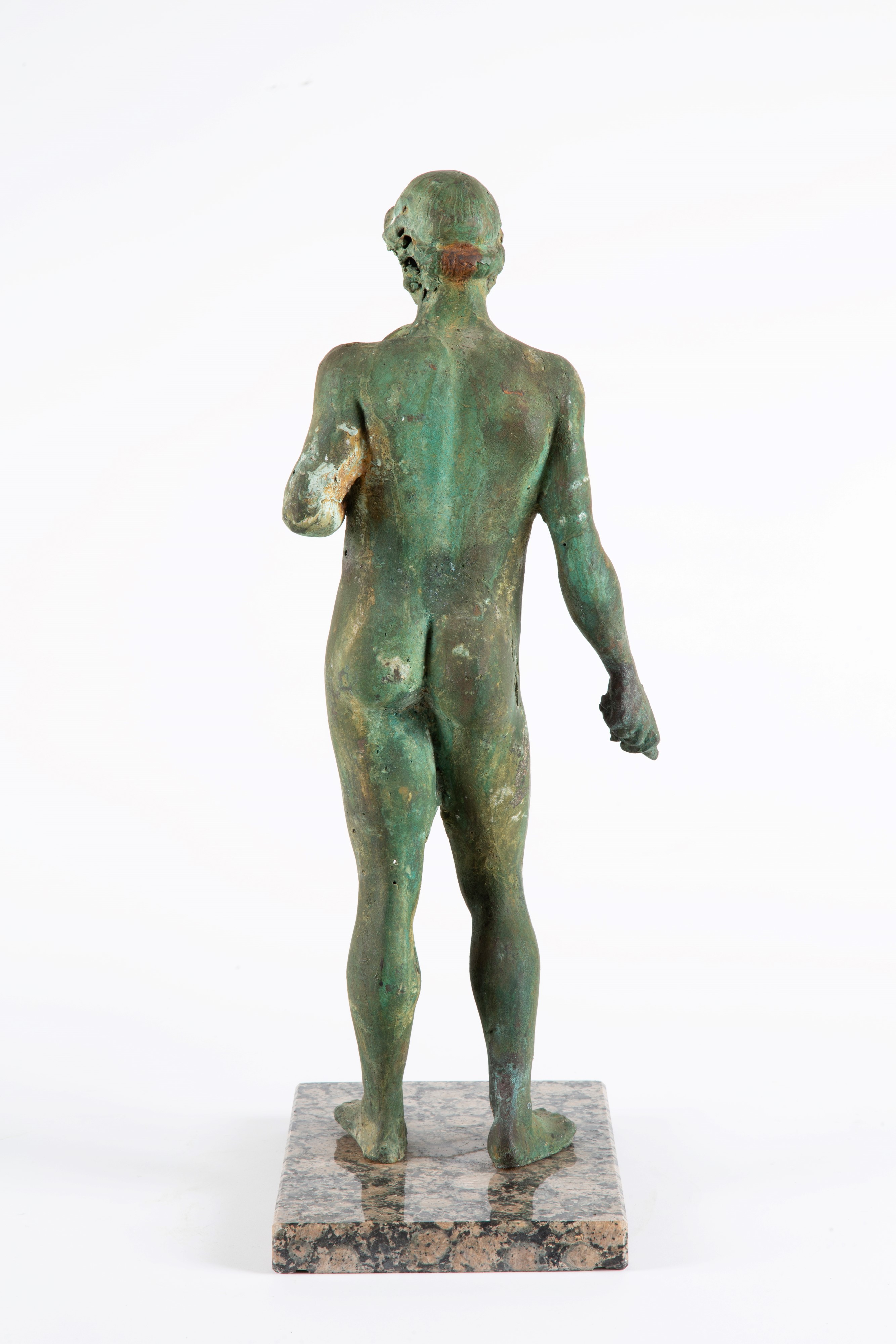Scultura raffigurante Narciso, bronzo su base in marmo
