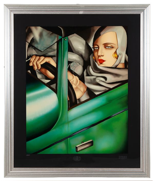 TAMARA DE LEMPICKA - Glossy print "SELF-PORTRAIT ON THE GREEN BUGATTI"