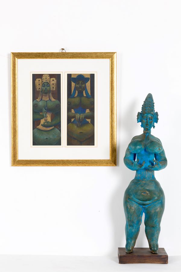 Sculpture and drawing "DANCER"