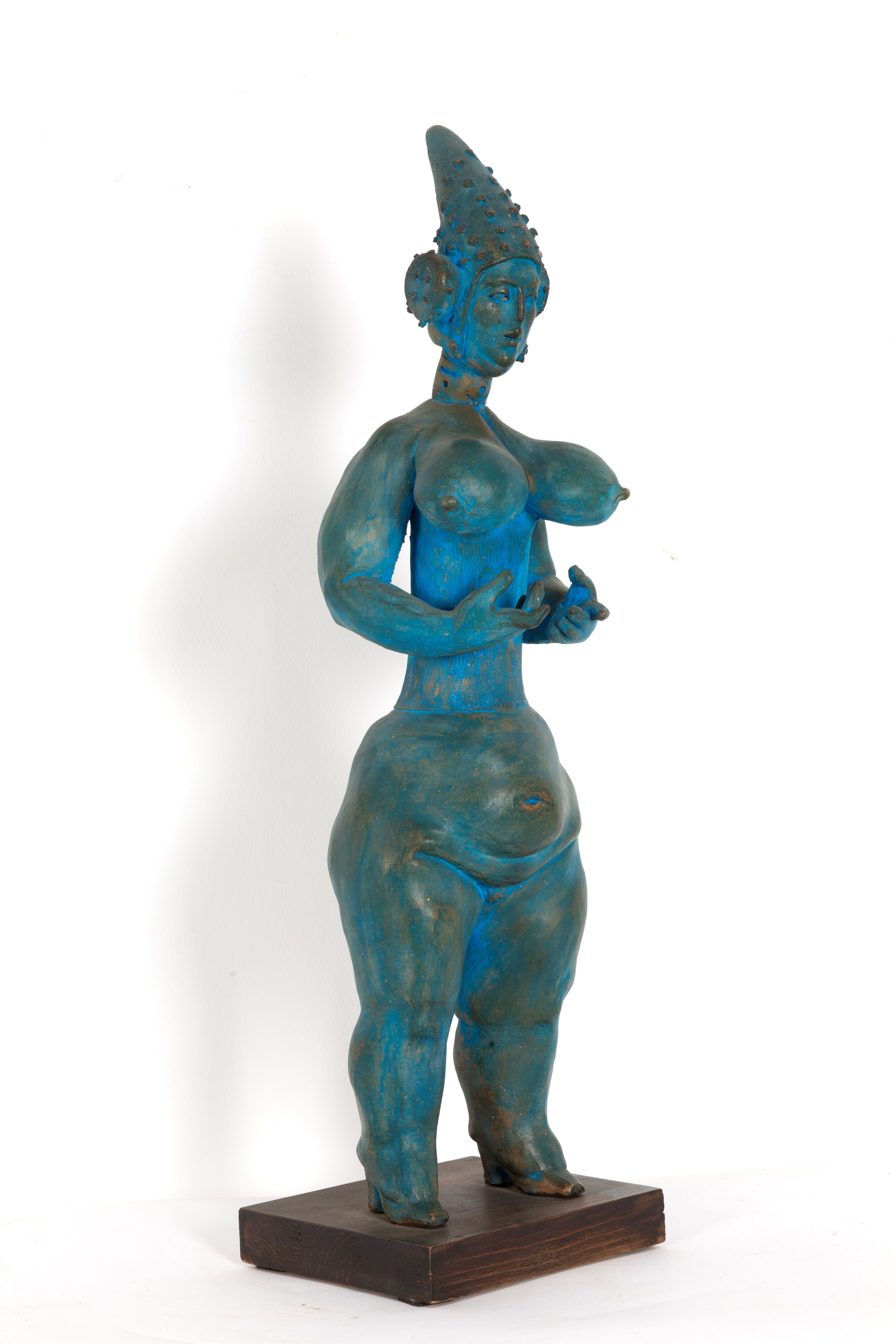 Scultura in terracotta dipinta, Danzatrice. Disegno a matita firmato Marcelo Meza