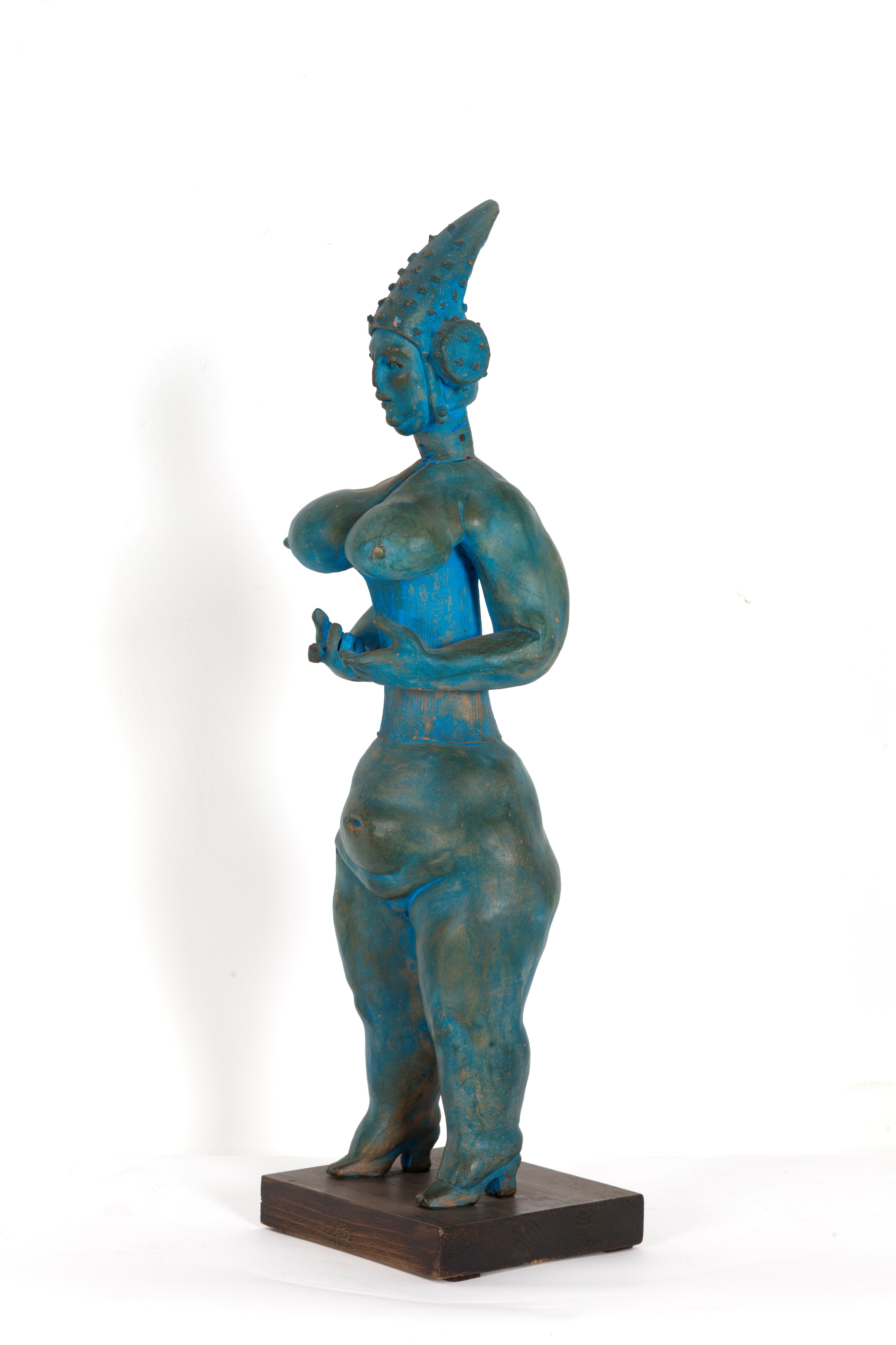 Scultura in terracotta dipinta, Danzatrice. Disegno a matita firmato Marcelo Meza