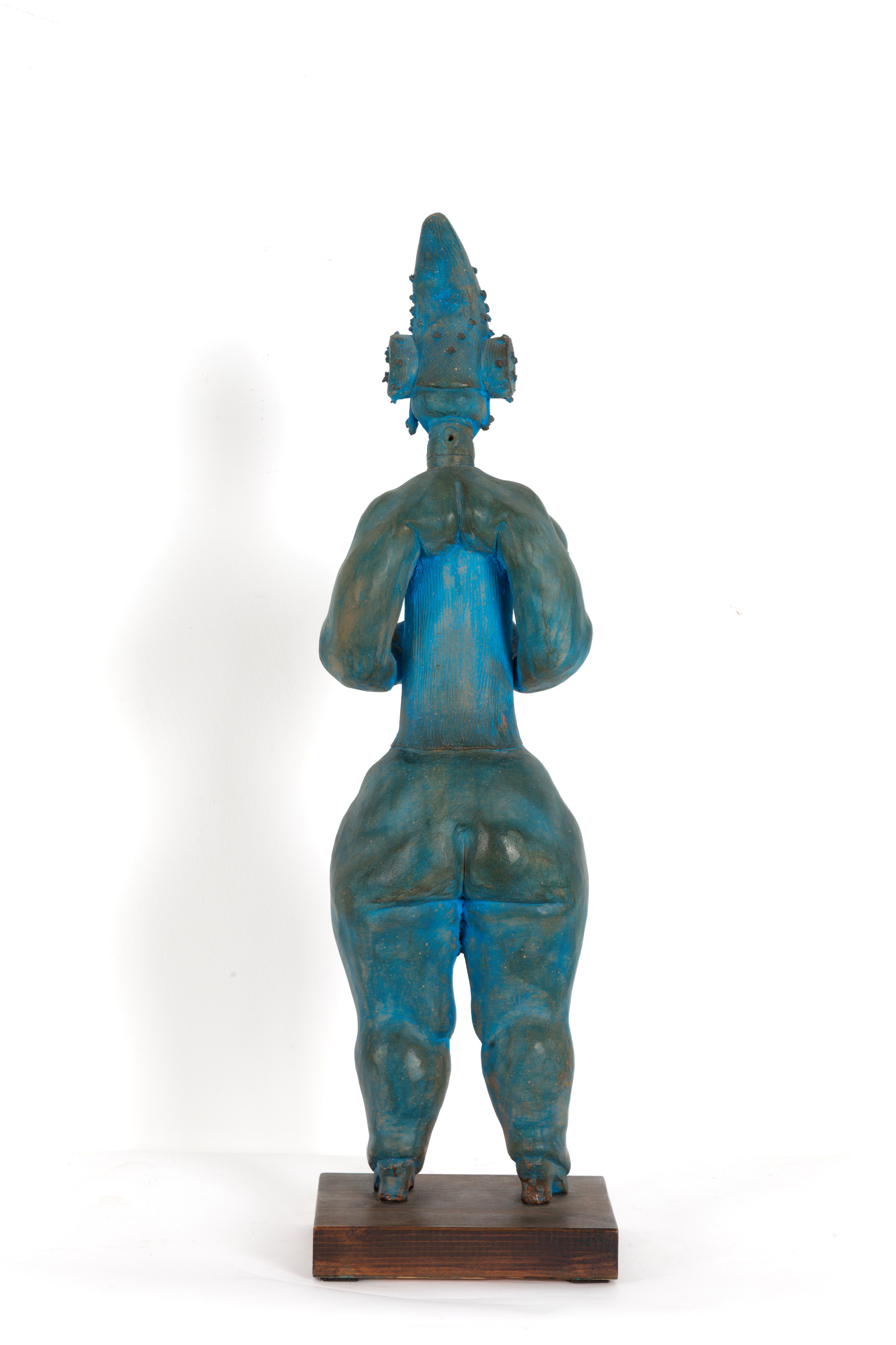 Scultura in terracotta dipinta, Danzatrice. Disegno a matita firmato Marcelo Meza