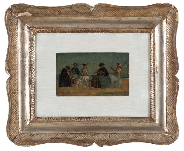 DOMENICO MORELLI - Painting "WOMEN ON THE BEACH"