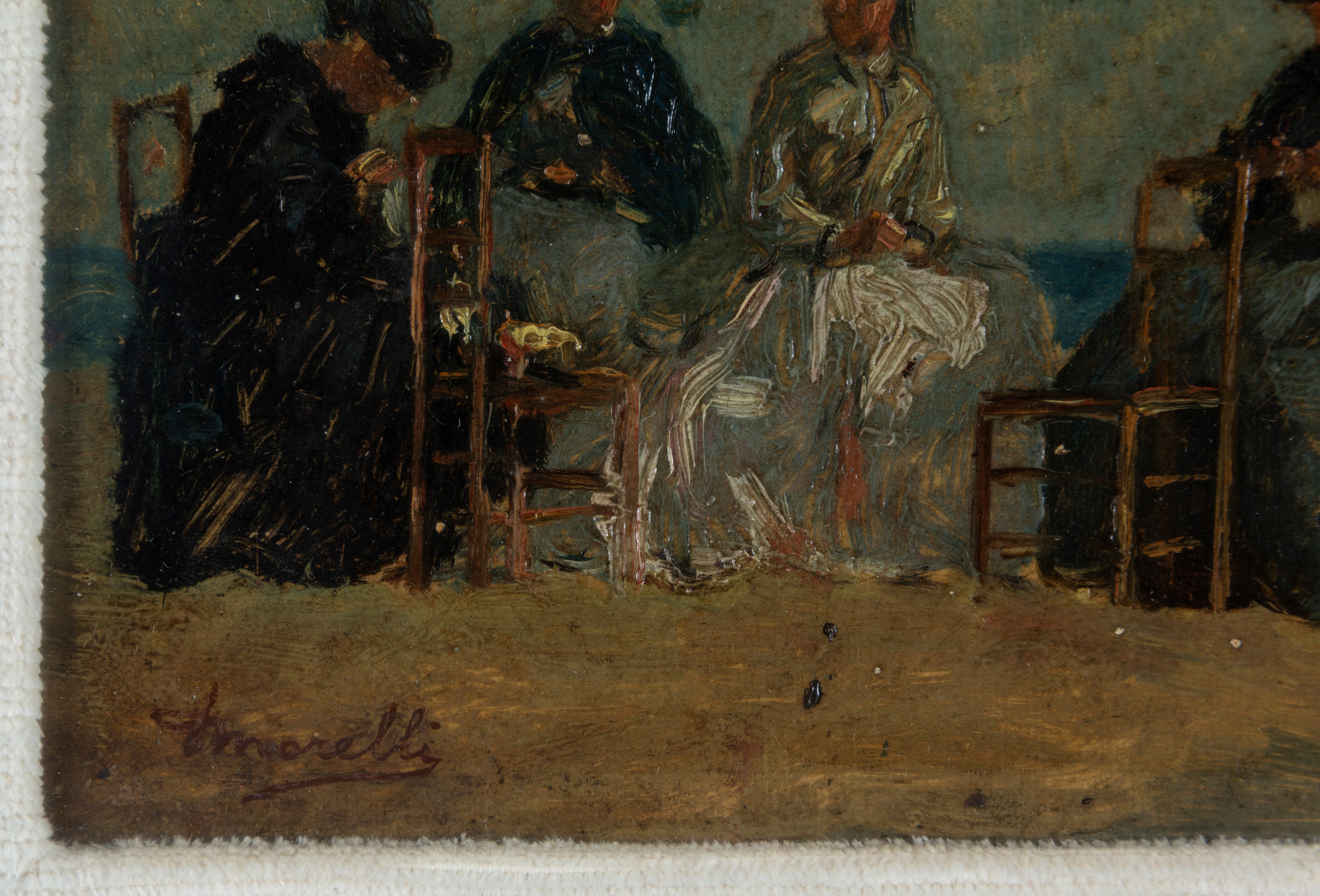 Domenico Morelli - Donne sulla spiaggia, olio su cartone