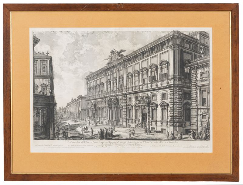 Acquaforte 'VEDUTA DI PALAZZO SUL QUIRINALE'