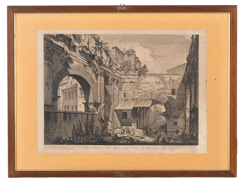 Acquaforte 'VEDUTA INTERNA DELL'ATRIO DEL PORTICO DI OTTAVIA'