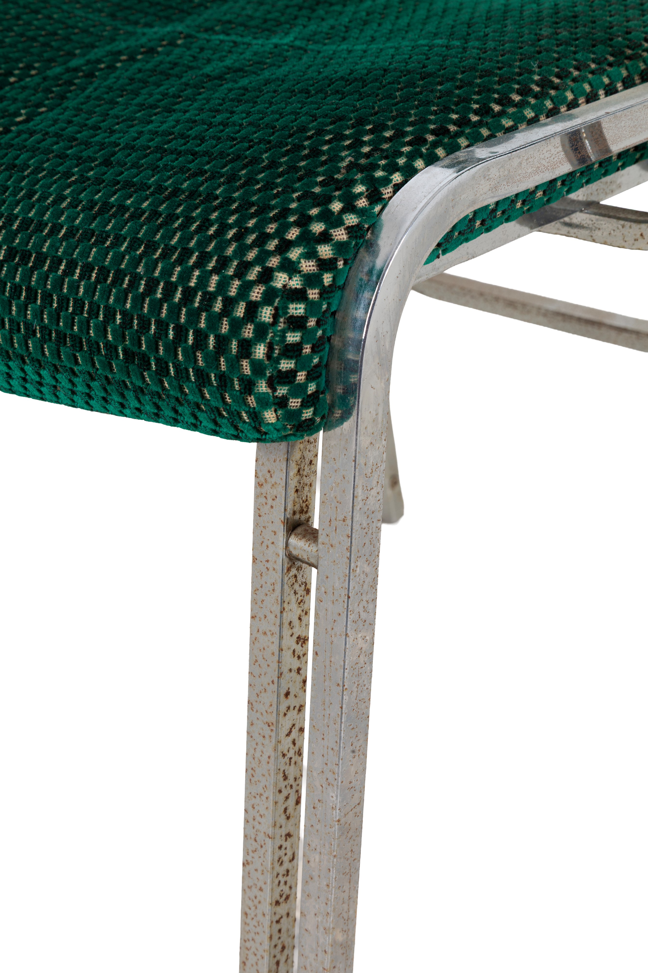 Sedie in acciaio con rivestimento in cotone, anni '70, set di quattro