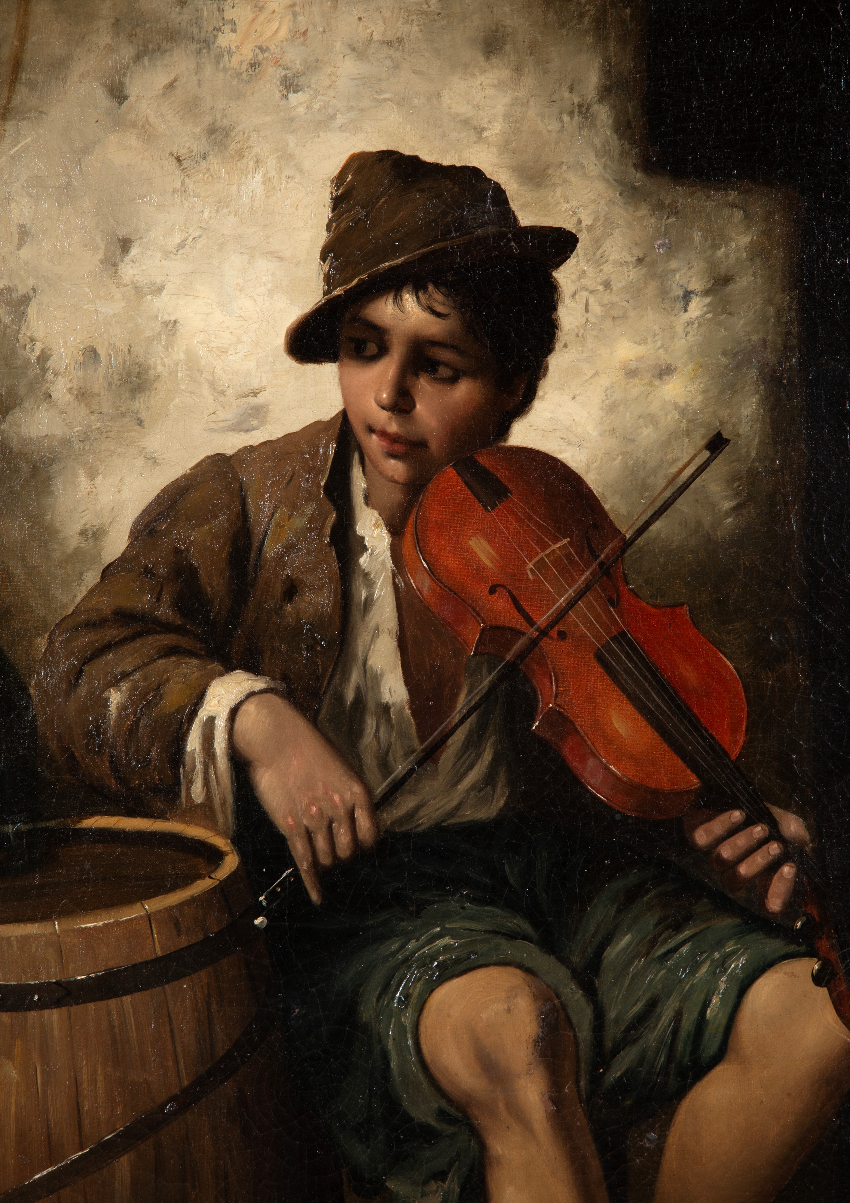 j.L. Ronay - Fanciullo con violino, olio su tela