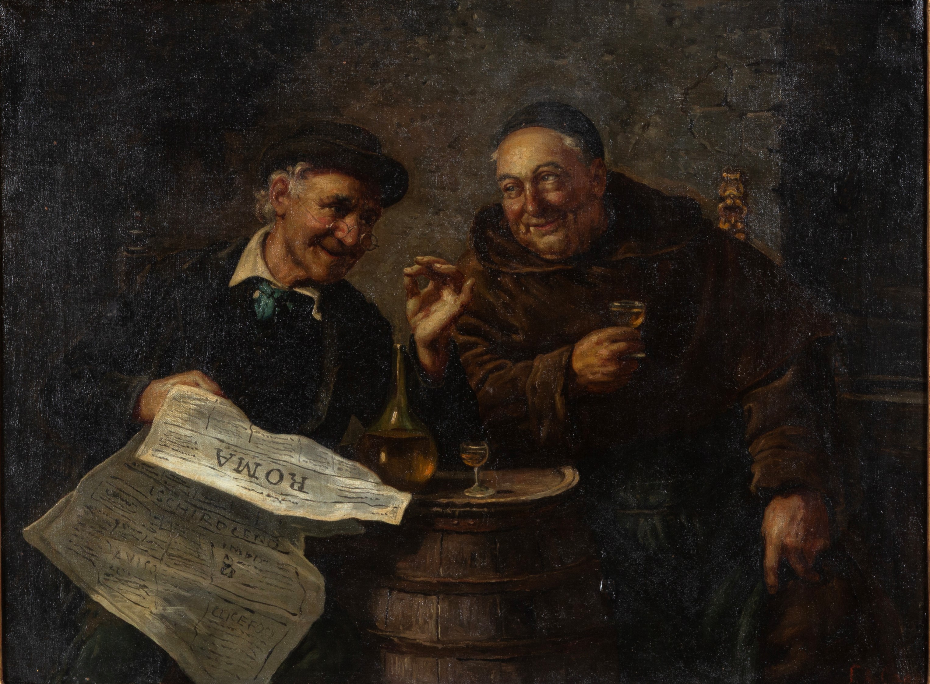 Autore anonimo, Scena allegra, olio su tela