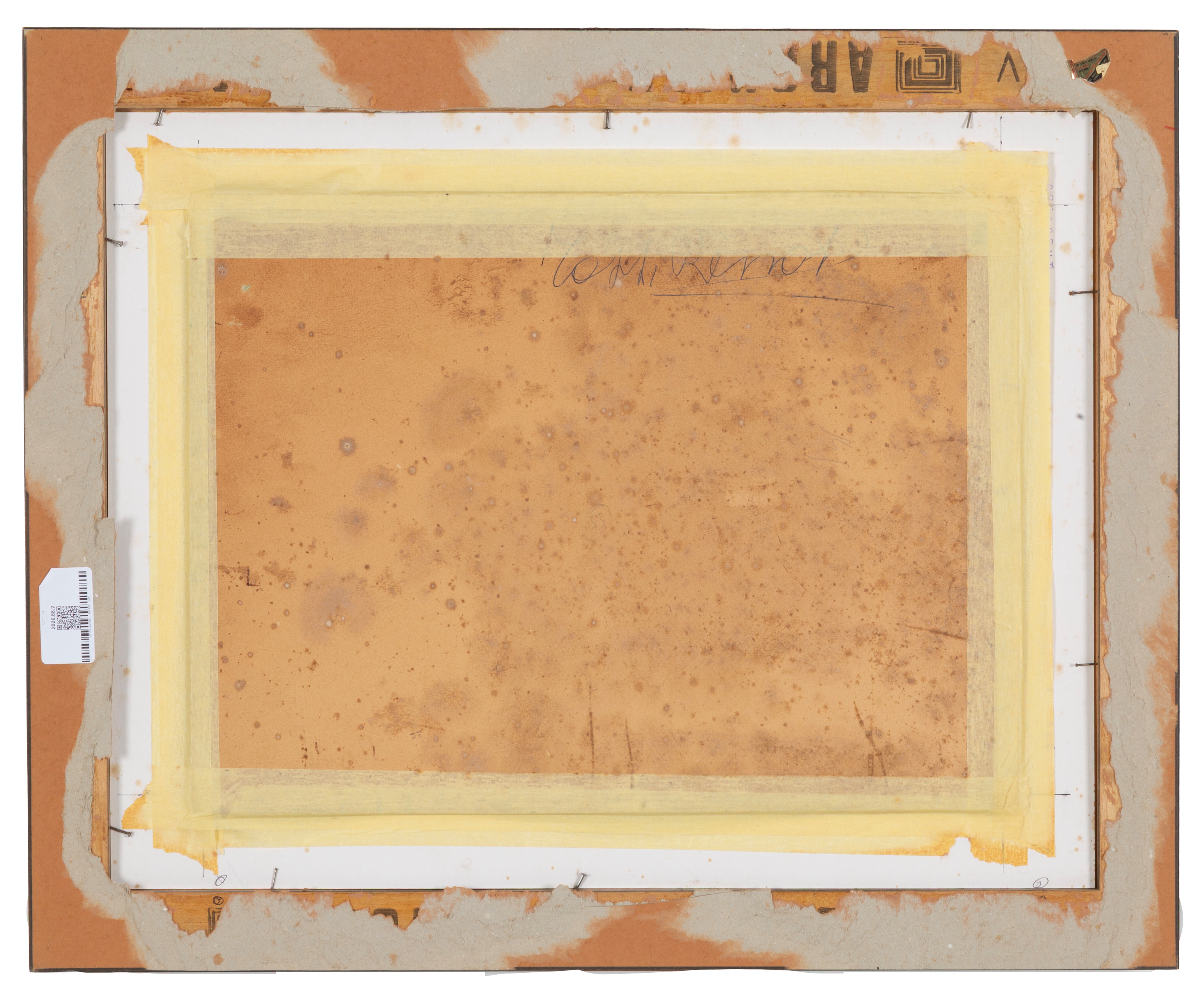 Valentino Ghiglia - Interno di Stalla, olio su cartoncino