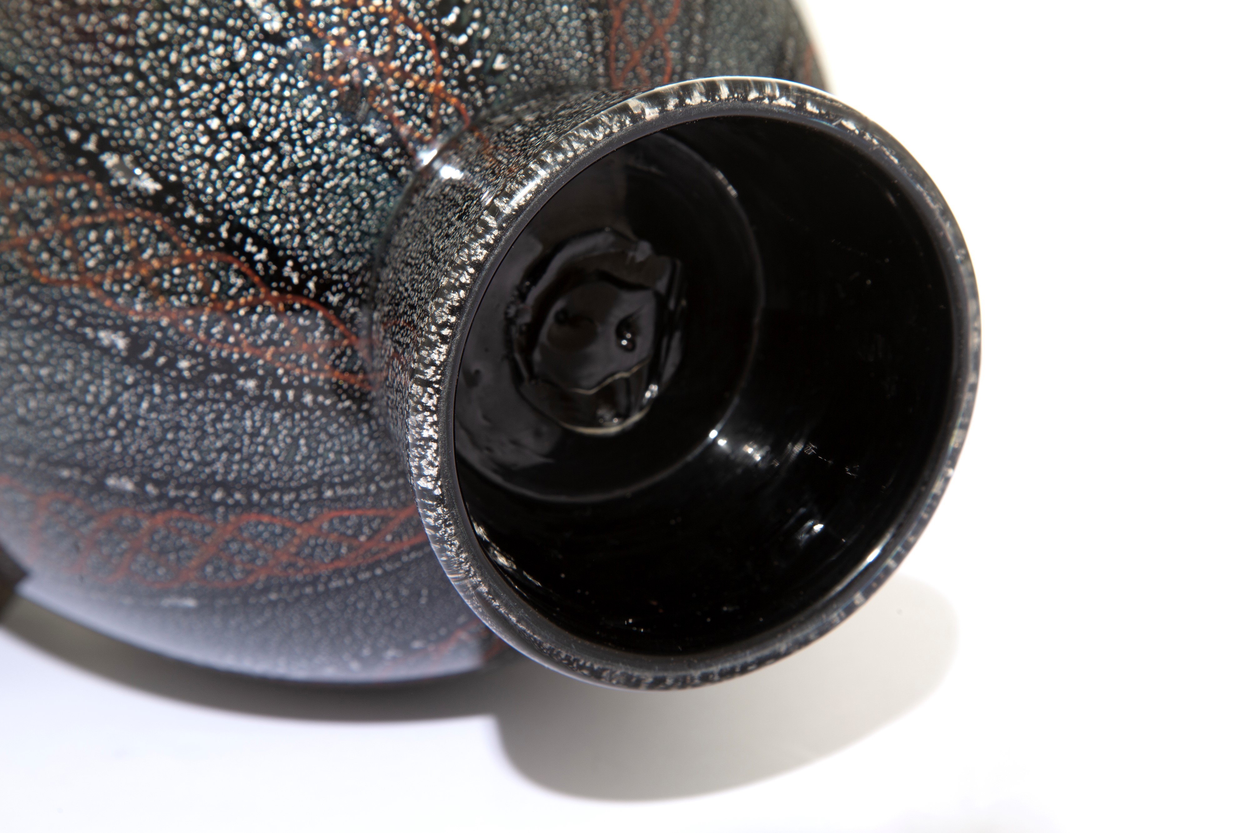 Carlo Scarpa - Vaso Neri Argentati in vetro di Murano