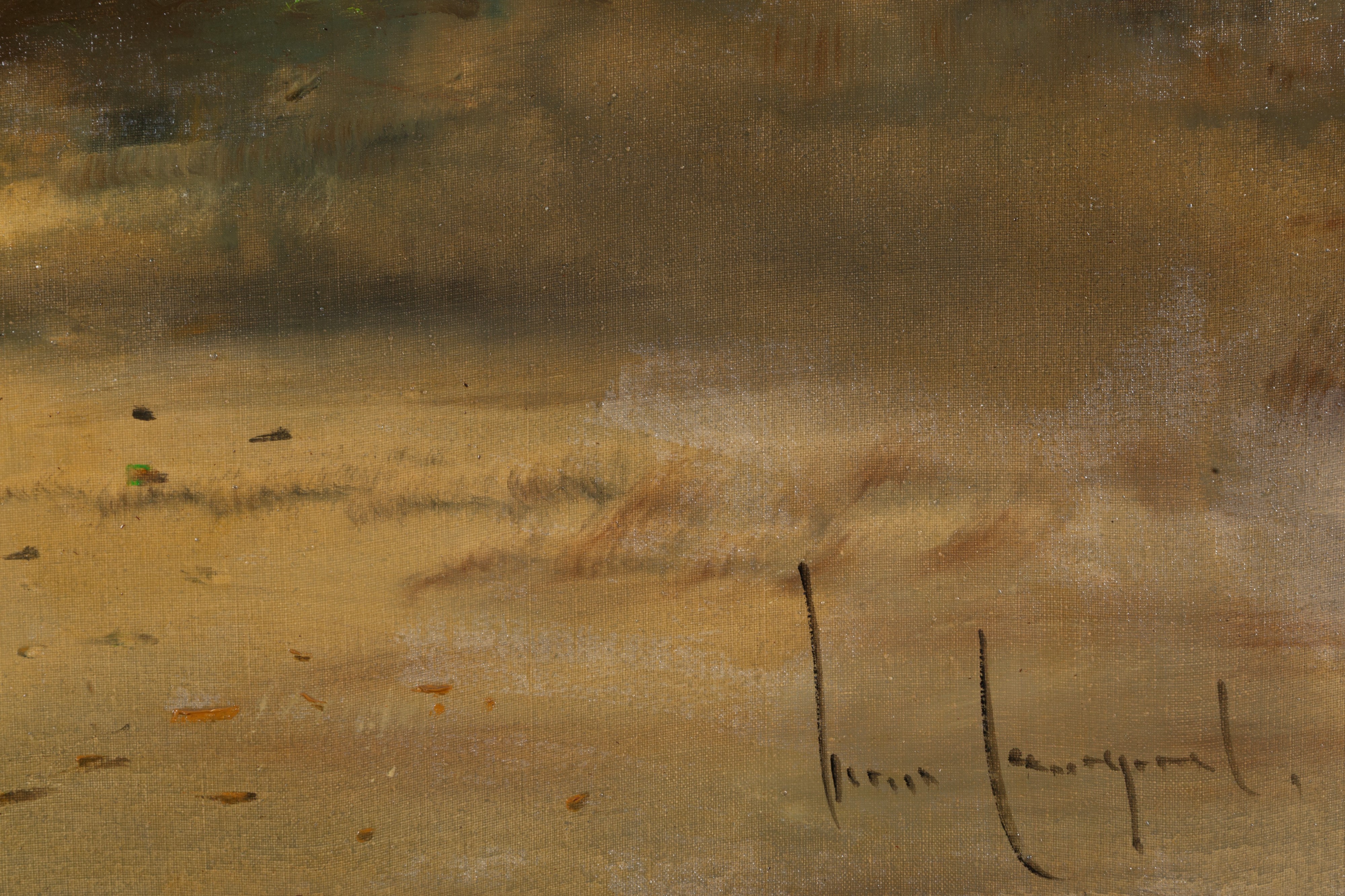 Lucio Cargnel - Paesaggio con personaggi, olio su tela