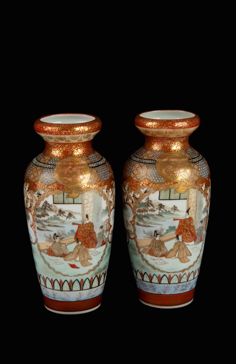 Coppia di vasetti Kutani
