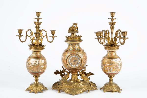 Trittico in porcellana Satsuma