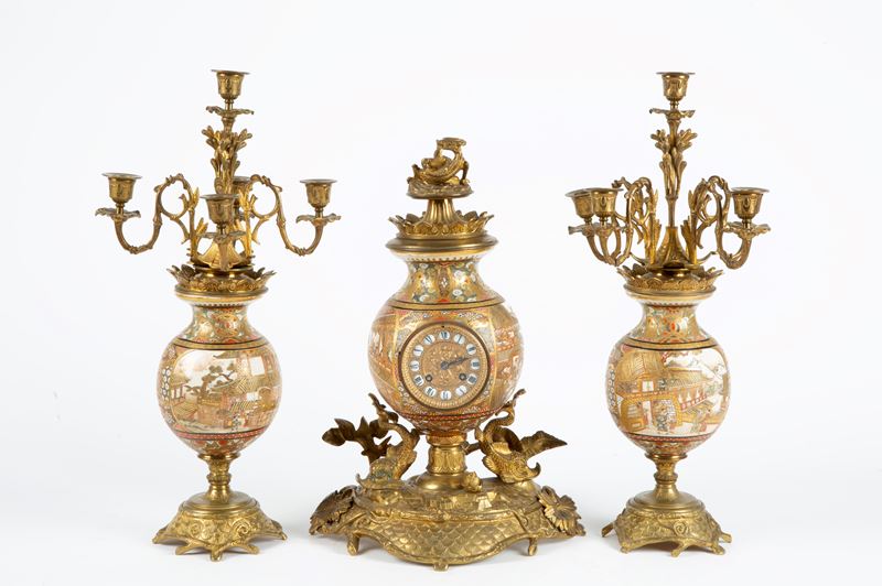 Trittico in porcellana Satsuma