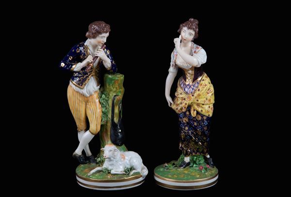 Coppia di statuine "PASTORI E CONTADINELLA"