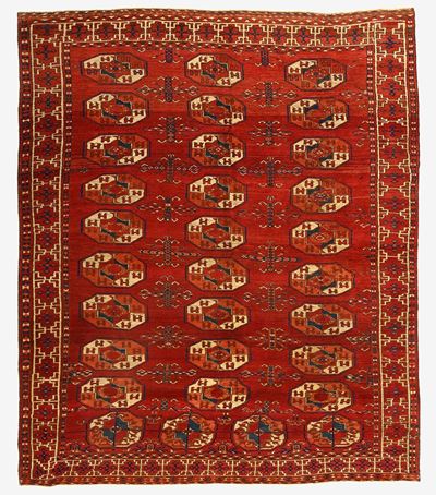 Tappeto Kisl Ayak, Turkestan, metà XIX secolo, 240x200 cm ca.