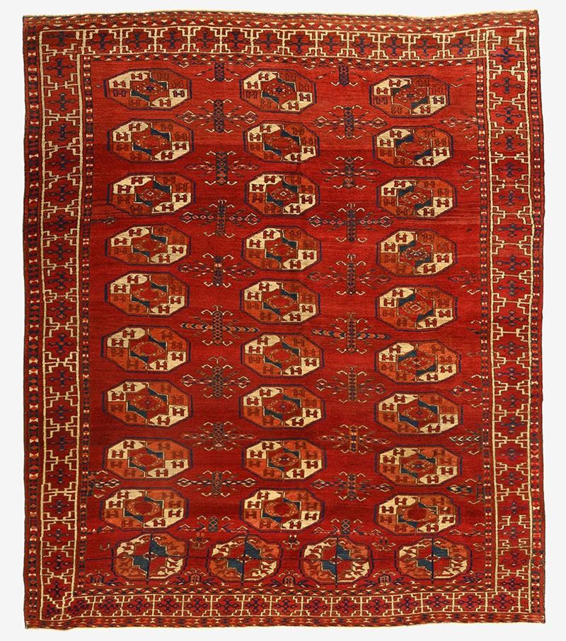 Tappeto Kisl Ayak, Turkestan, metà XIX secolo, 240x200 cm ca.
