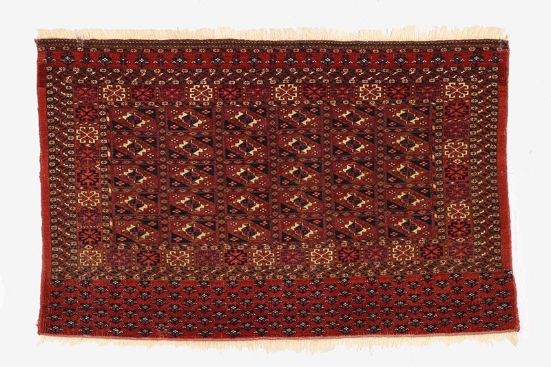 Tappeto Tekkè Chuval, Turkestan occidentale, fine XIX secolo, 75x117 cm