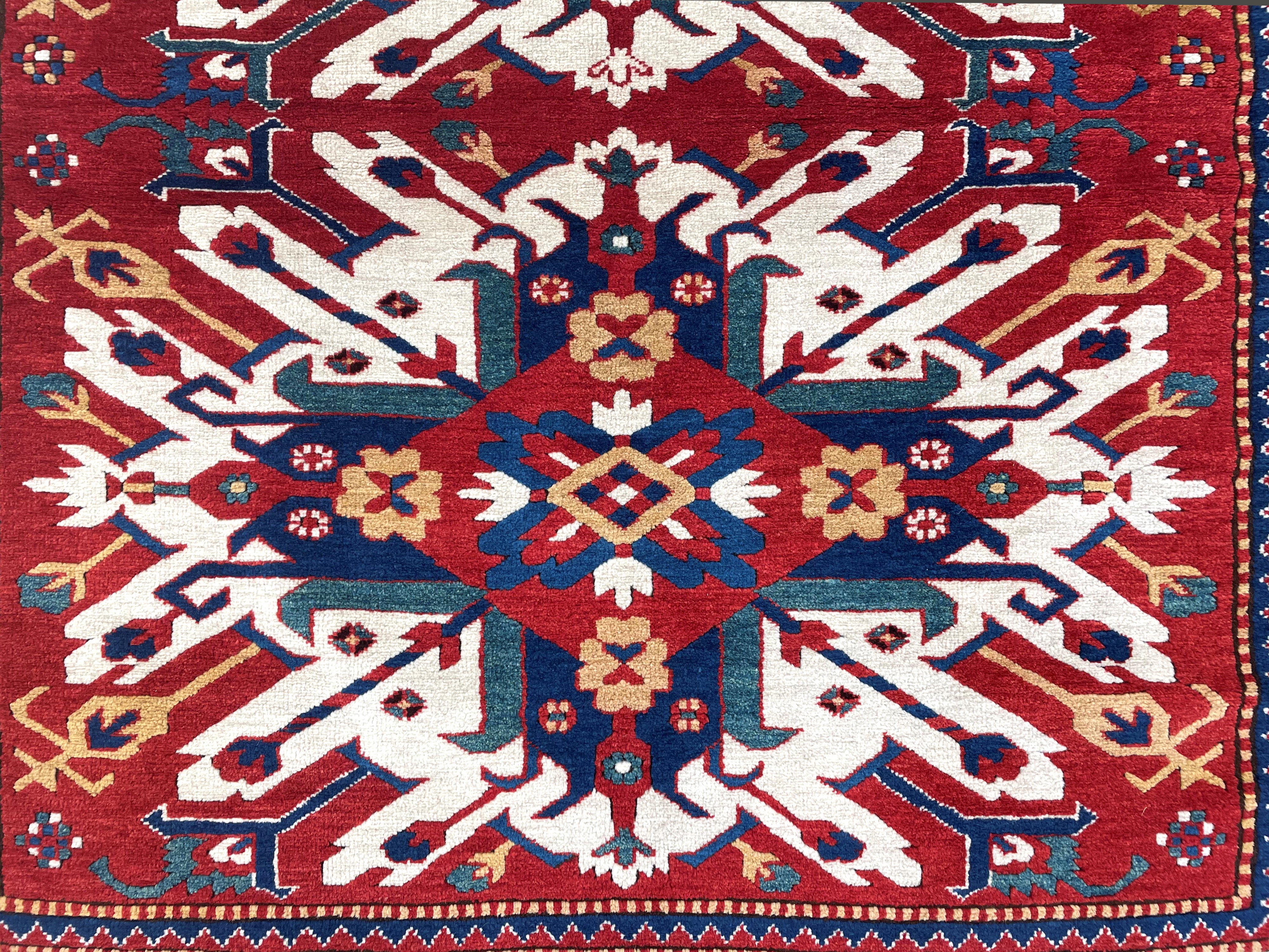 Tappeto Kazak Tadler, Caucaso, fine XX secolo, 195x159 cm