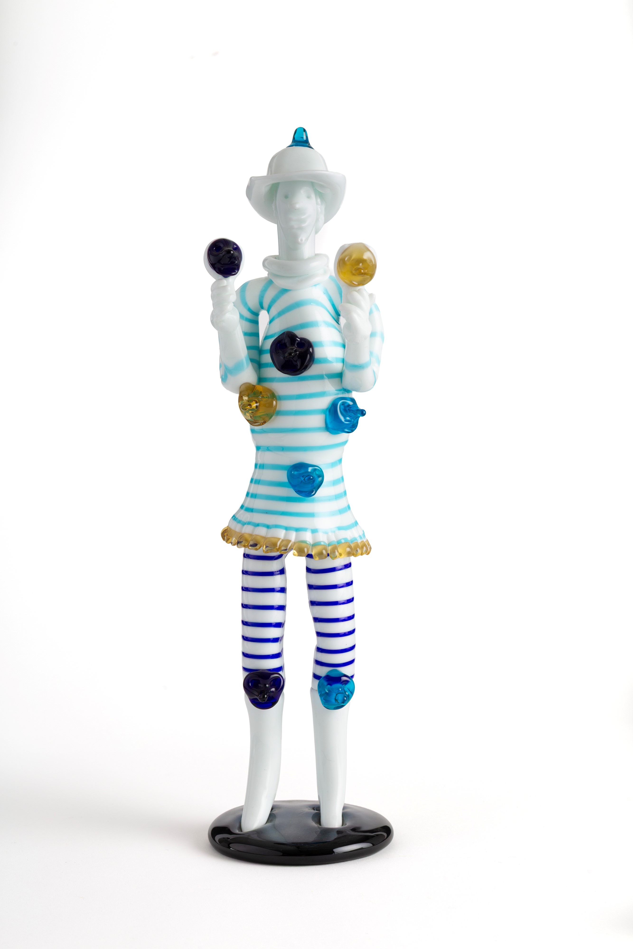 Fulvio Bianconi - Figurina "Brigella" in vetro lattimo con decori policromi