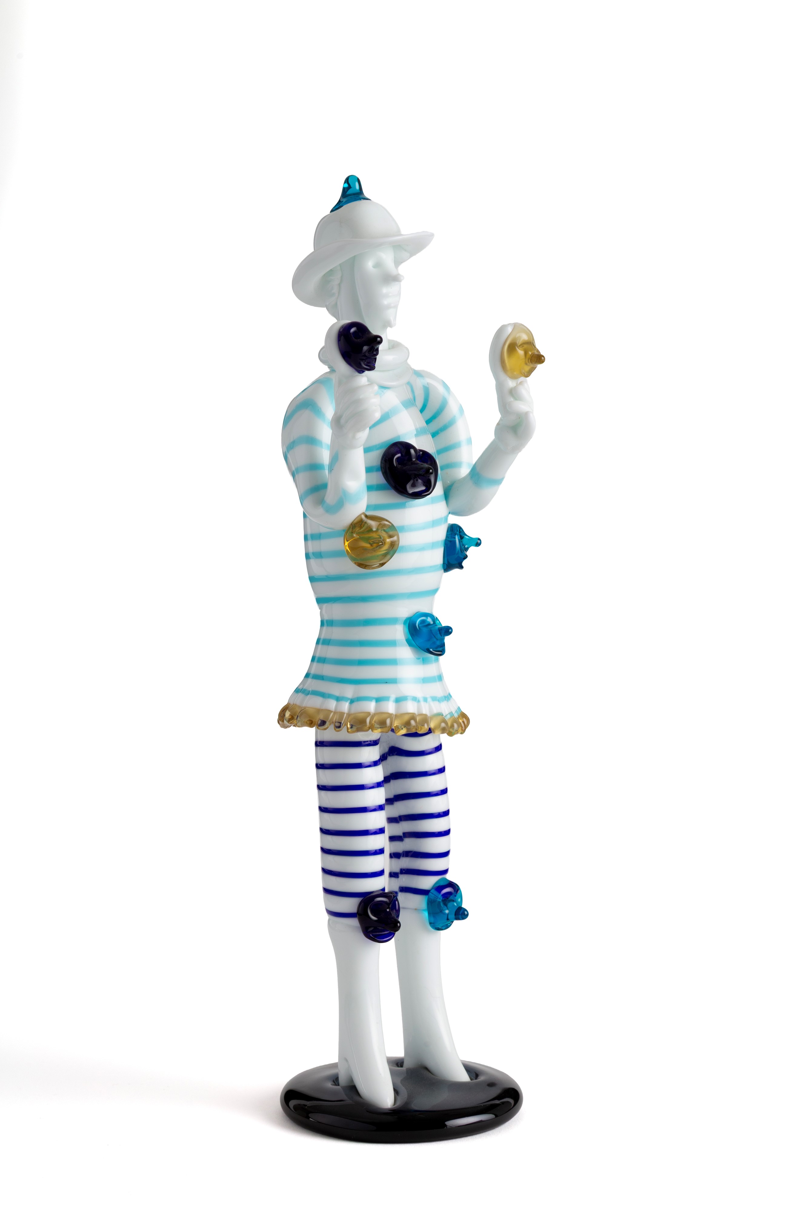 Fulvio Bianconi - Figurina "Brigella" in vetro lattimo con decori policromi