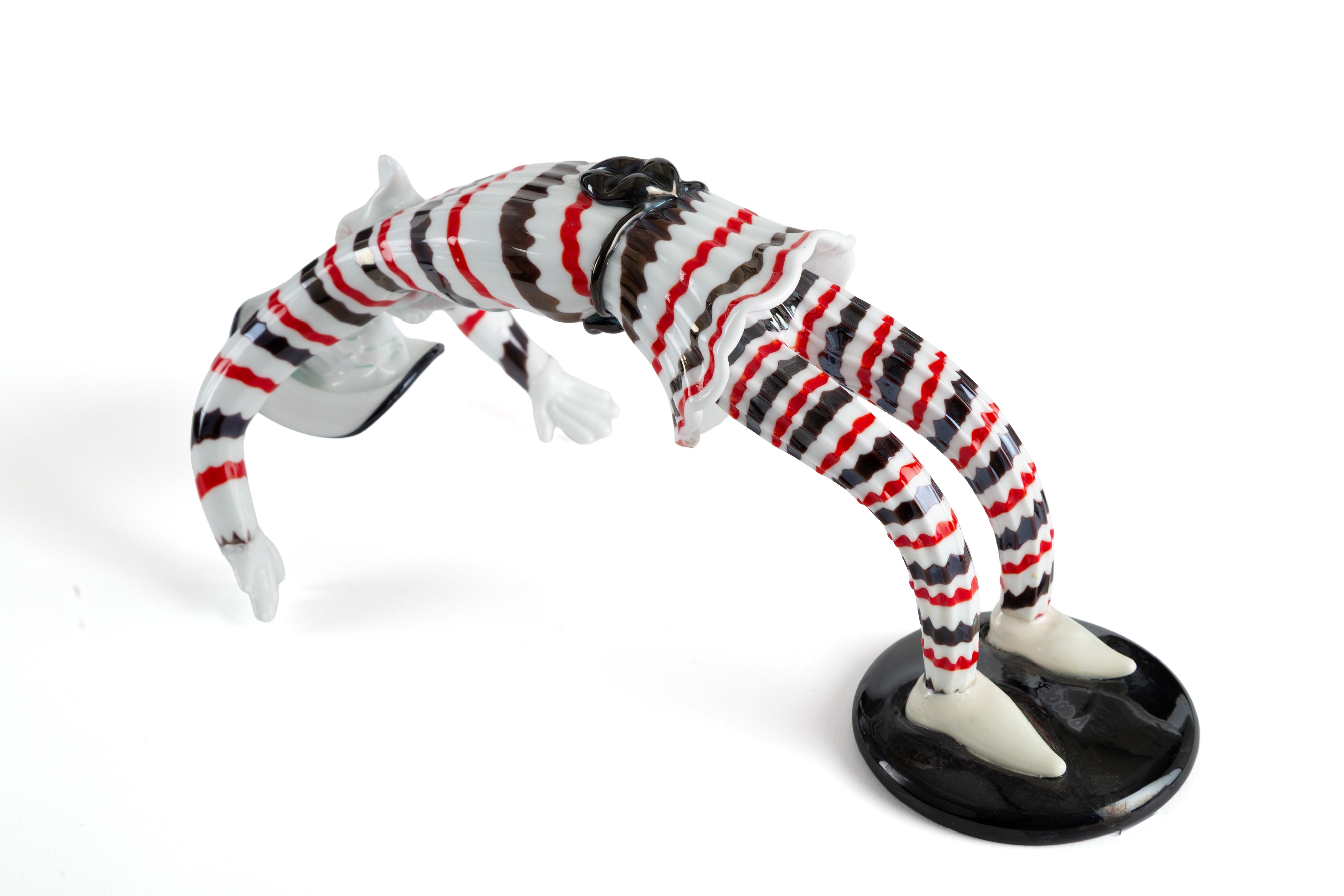 Fulvio Bianconi - Figurina 'ARLECCHINO GINNASTA' in vetro lattimo