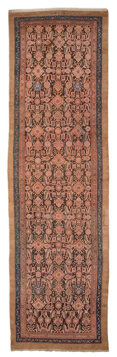 Tappeto Hamedan, Persia, circa 1899, dimensioni 413x123 cm
