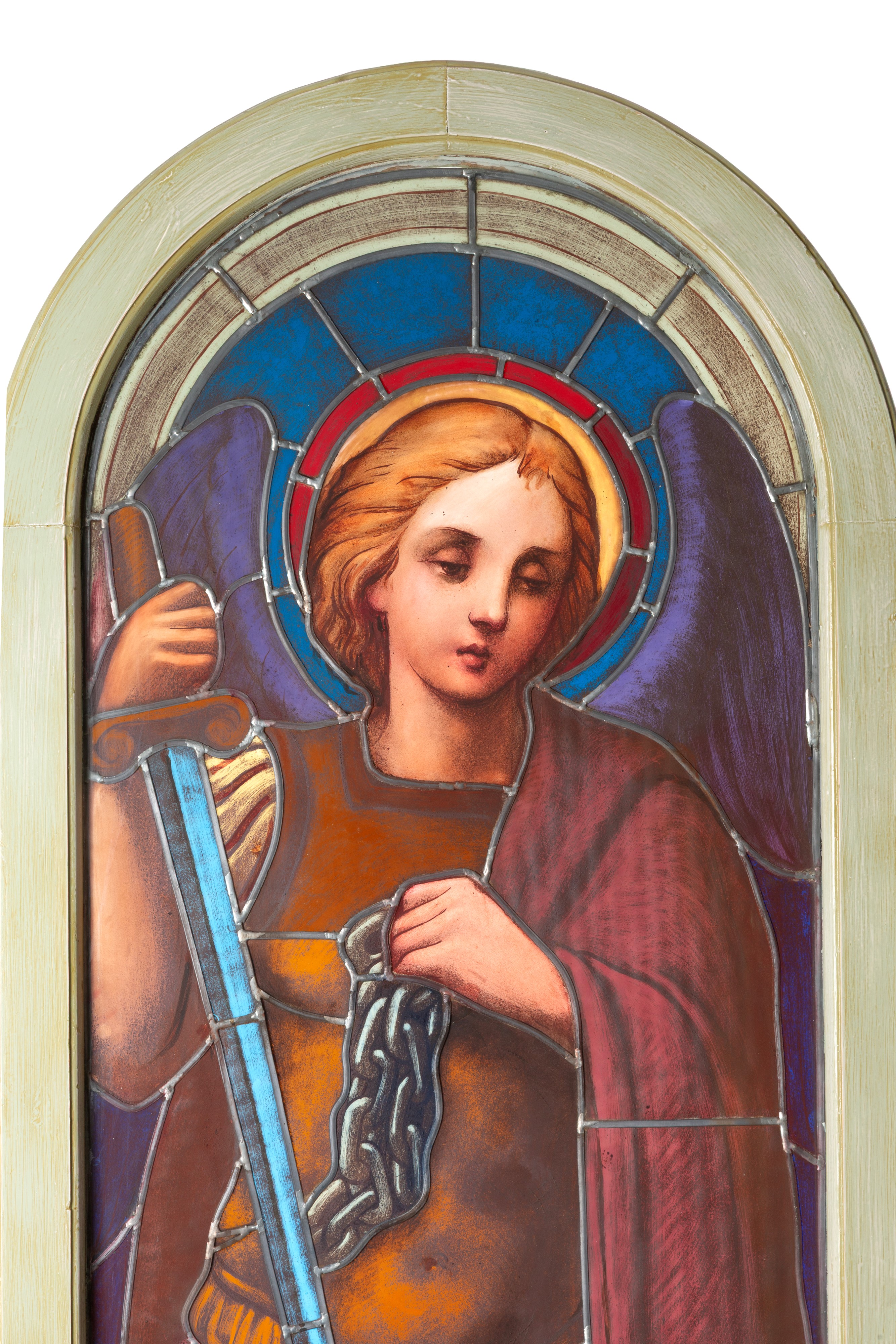 Vetrata a piombo raffigurante San Michele Arcangelo, fine XIX-inizi XX secolo