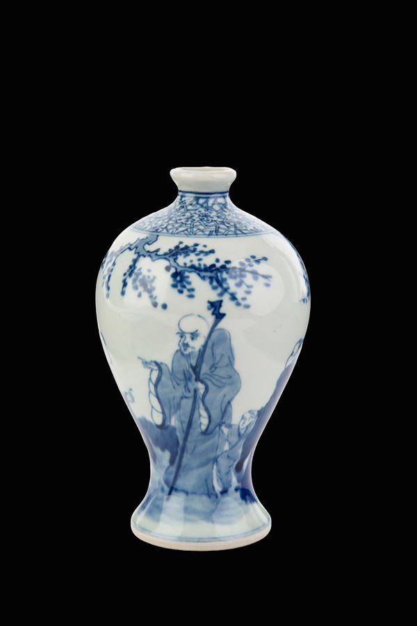 Vasetto bianco e blu