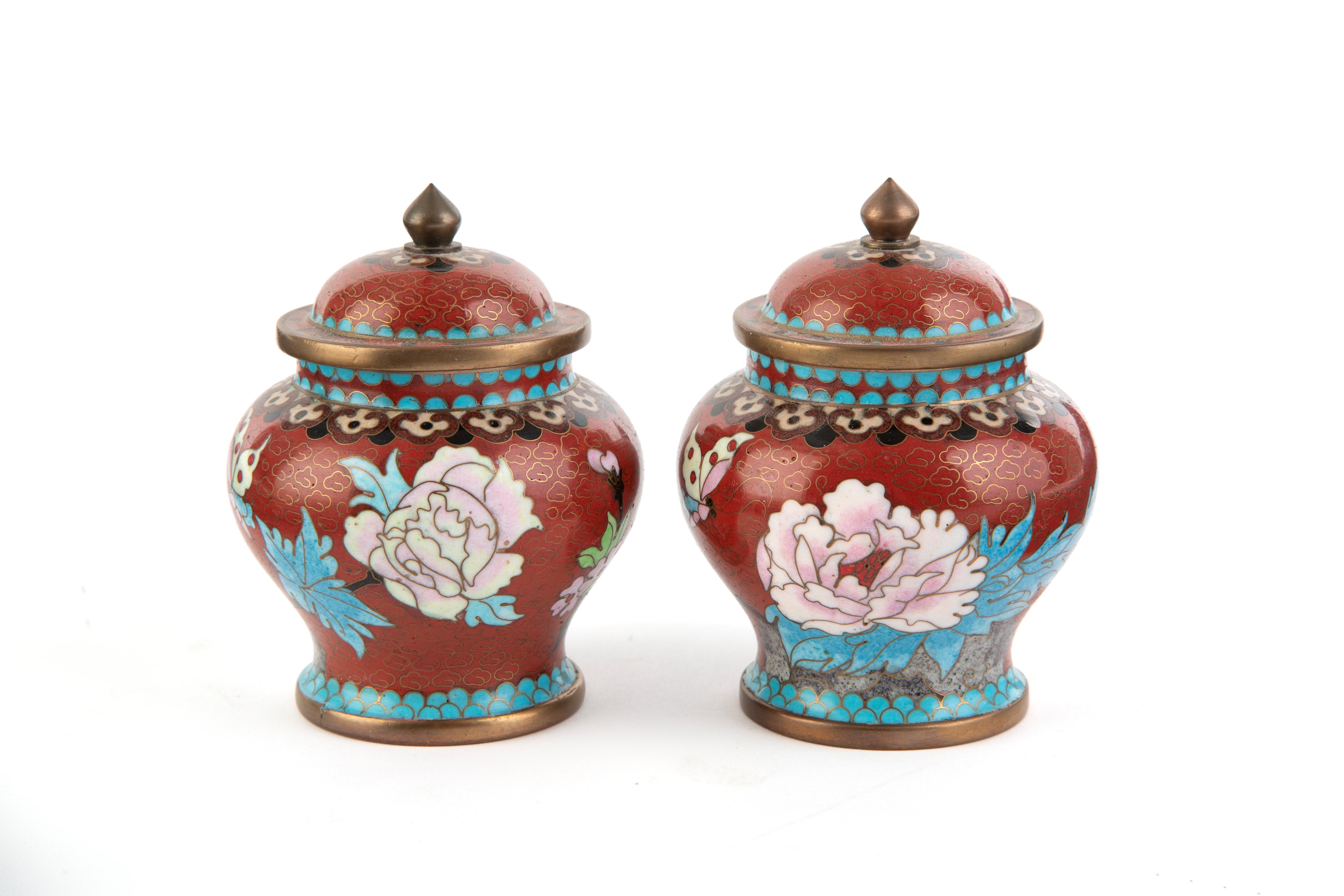 Coppia di vasetti cloisonné