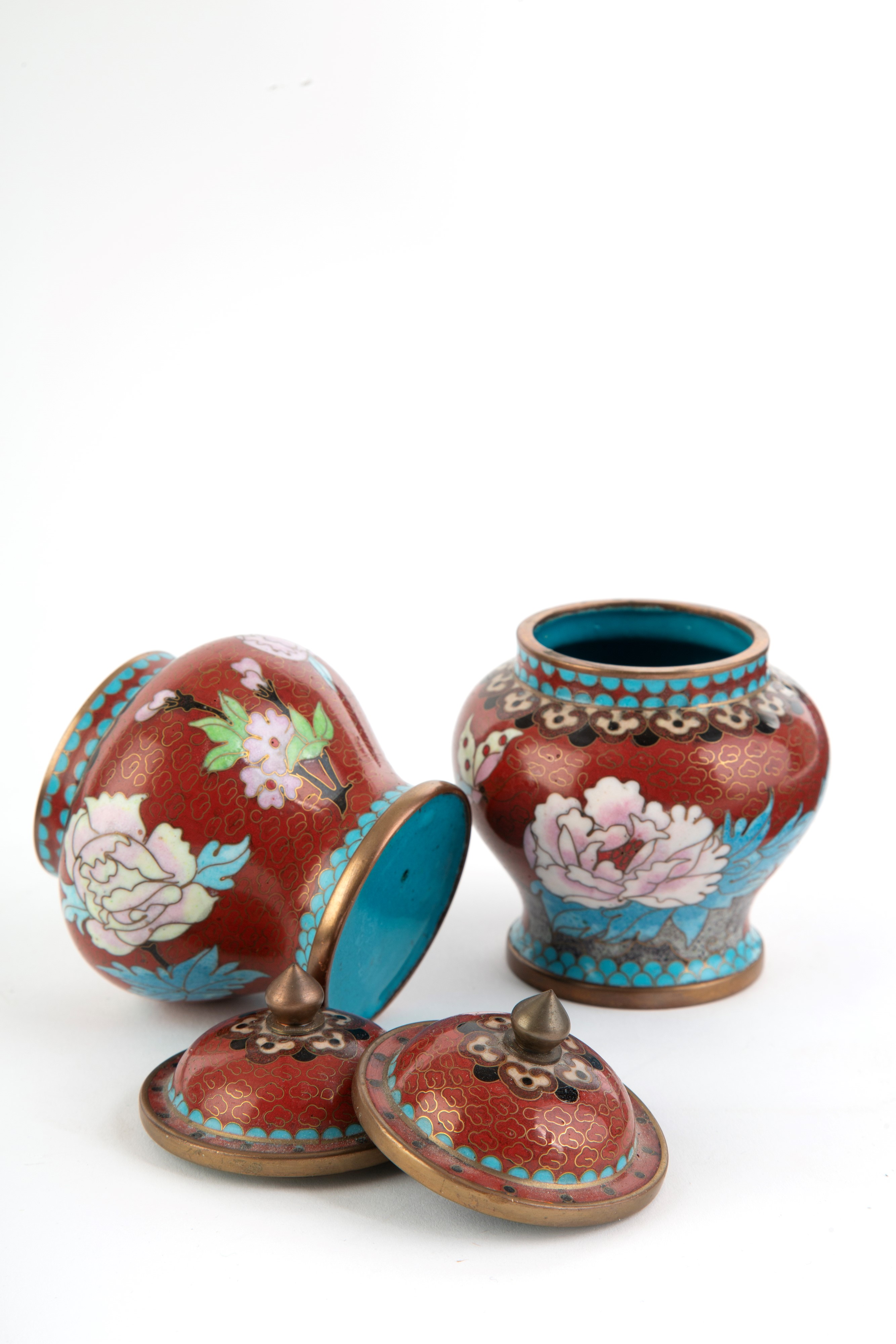 Coppia di vasetti cloisonné