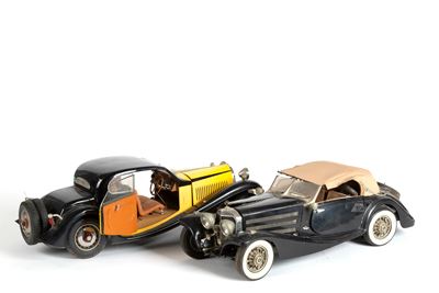 Modellini di automobili, Bugatti Type 50 T (1933) e Mercedes 500 K-AK Cabriolet (1935), scala 1:8