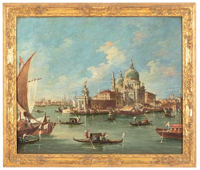Dipinto di fine XIX secolo, Punta della Dogana con Chiesa della Salute, olio su tela