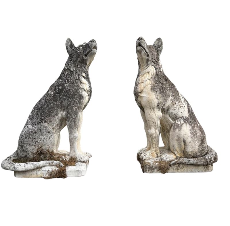 Scultore contemporaneo, Coppia di sculture 'CANI' in agglomerato di pietra