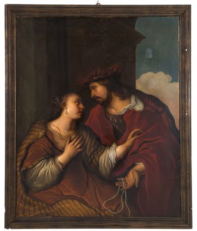 Autore anonimo, Scena galante, olio su tela