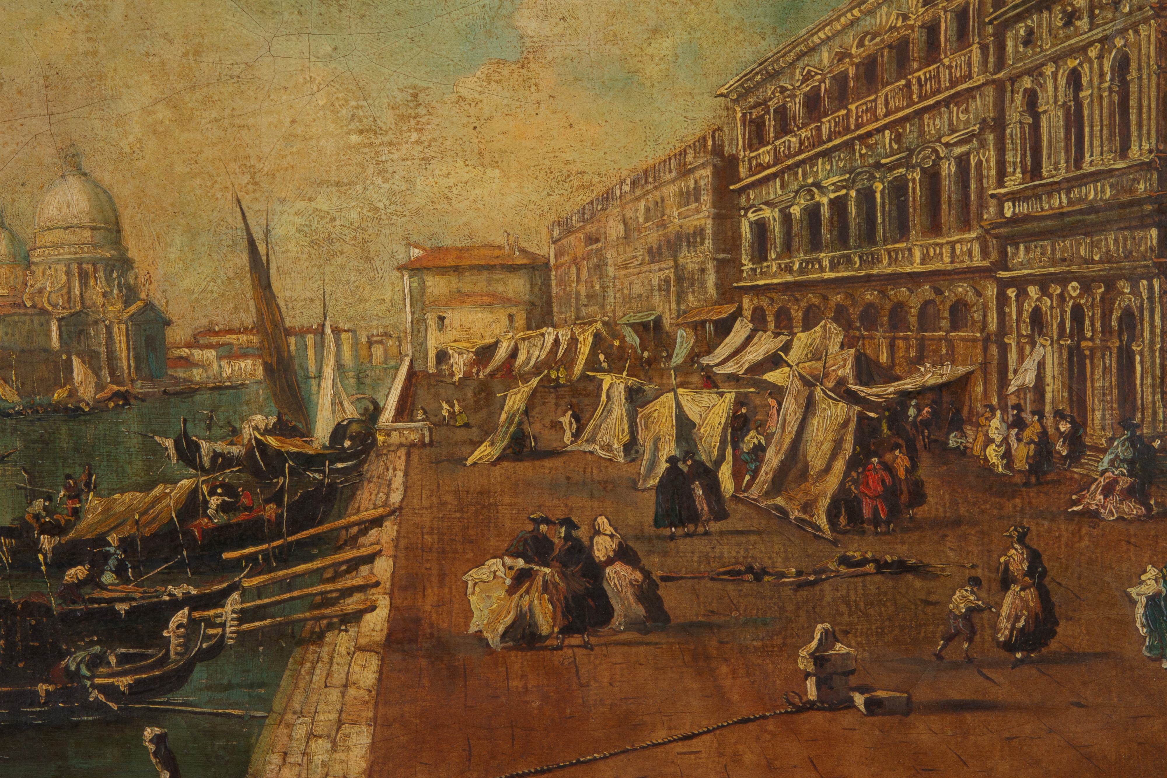 Dipinto del XIX secolo, Il molo verso la Basilica della Salute, olio su tela