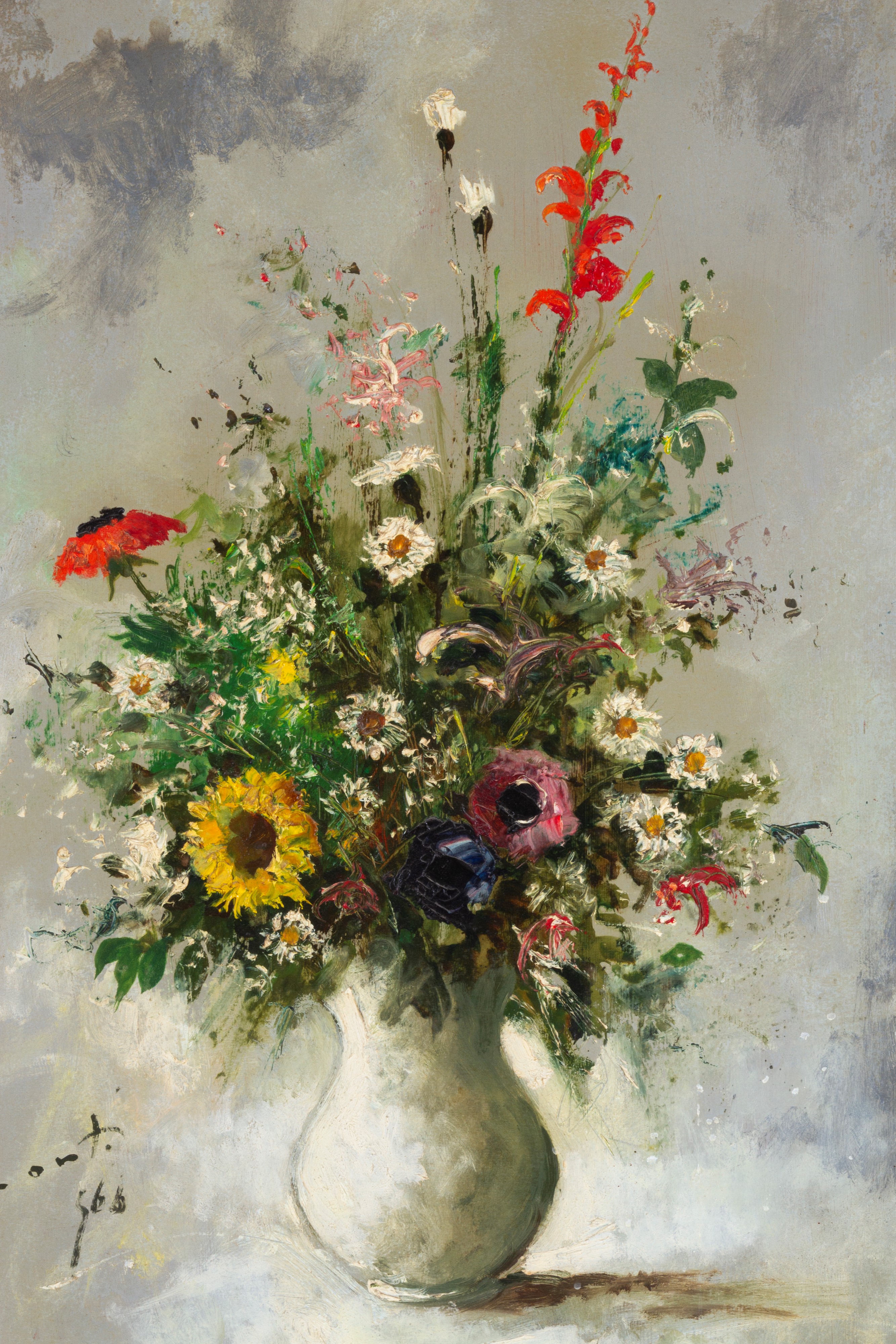 Cesarino Monti - Vaso di fiori, olio su masonite