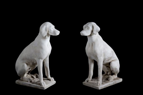 Pair of sculptures "HOUND DOGS"