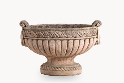 Fioriera in graniglia rosa decorata, 44,5x75x43 cm