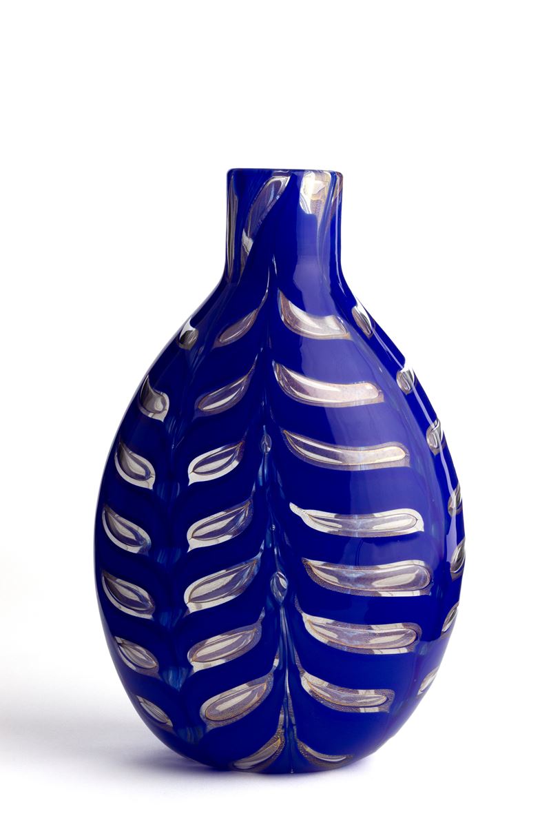 Vaso Grafito Blu per Barovier & Toso