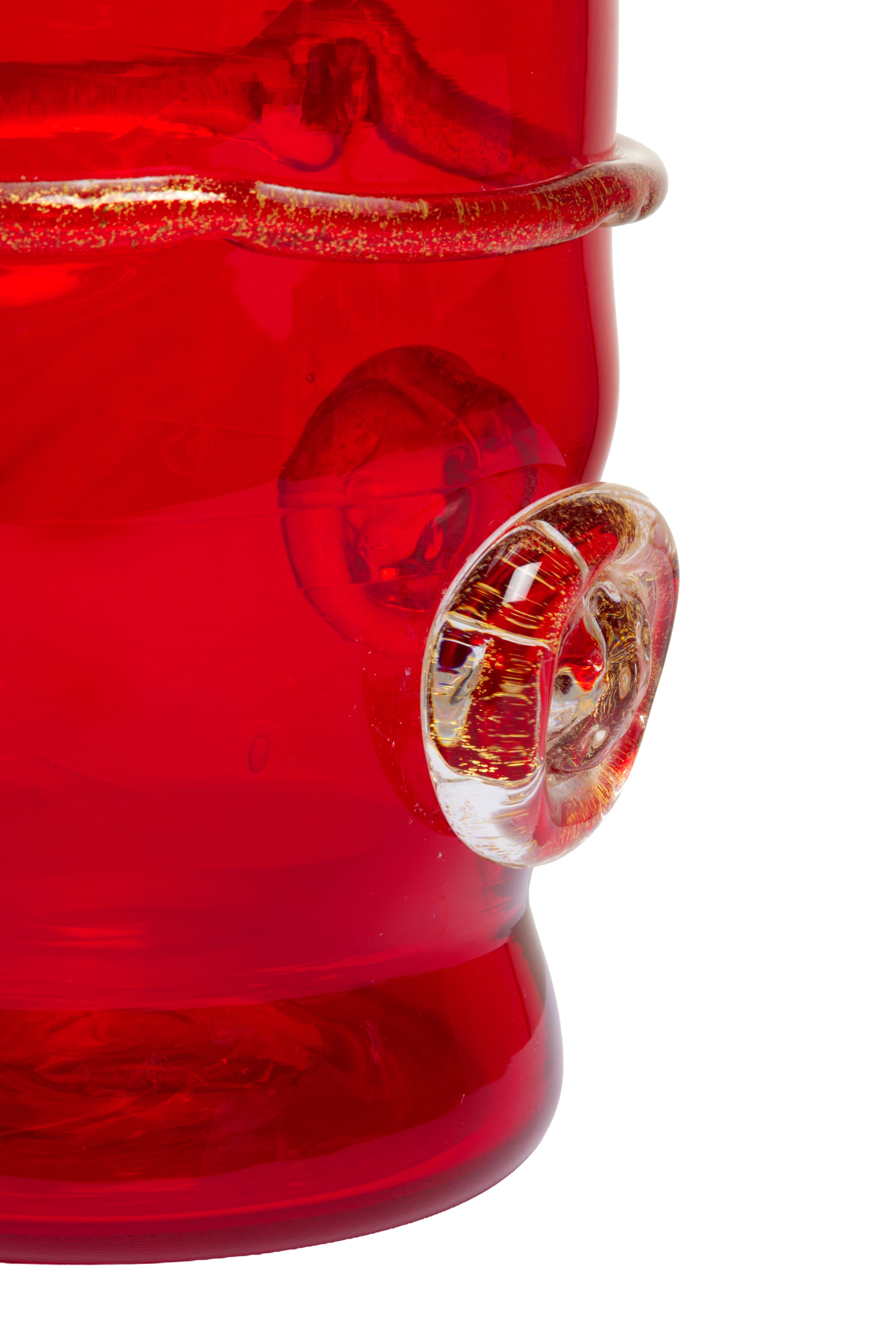 Goto de Fornasa, Vaso in vetro rosso con lumeggiature in oro