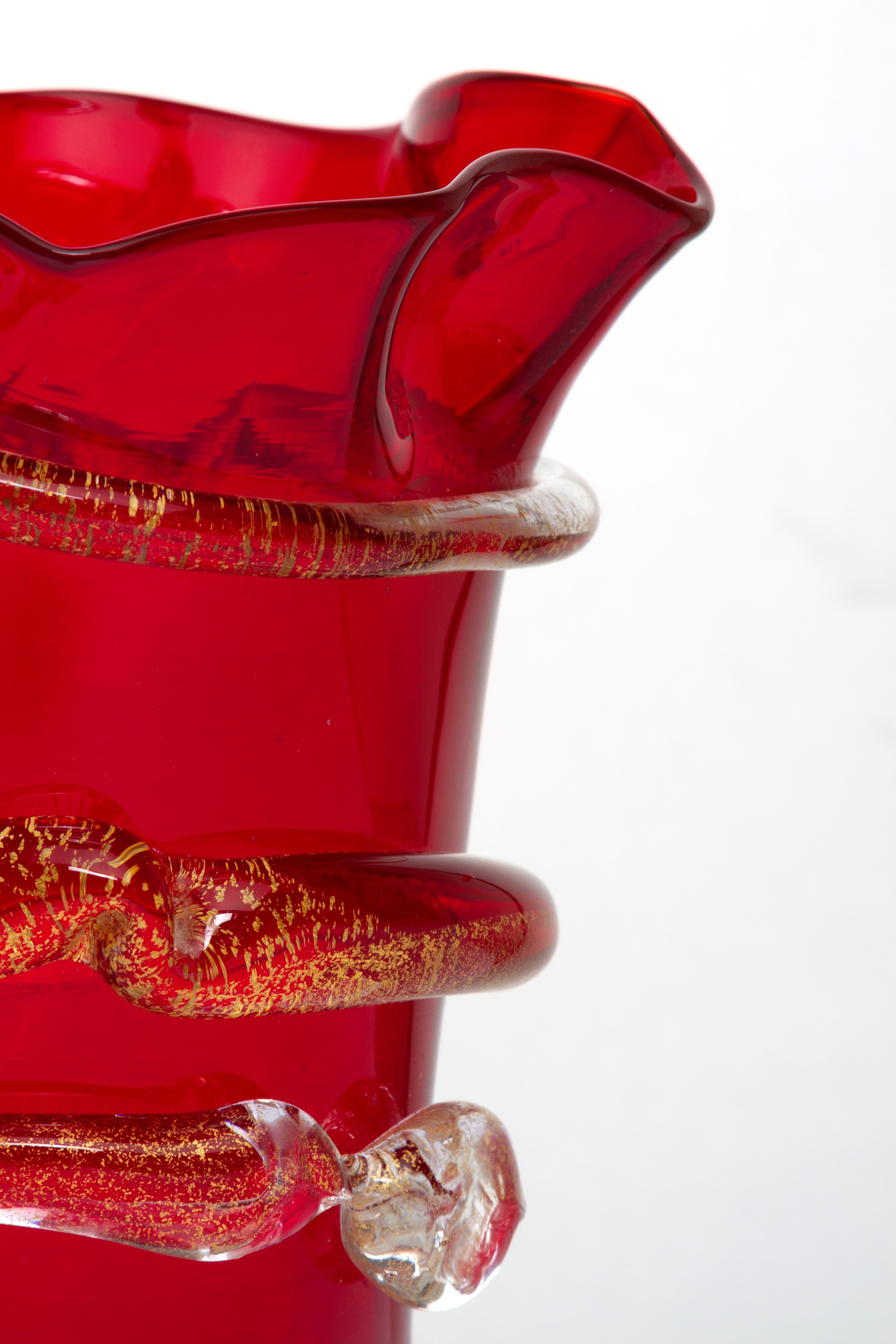 Barovier & Toso, Goto de Fornasa in vetro rosso con lumeggiature in oro